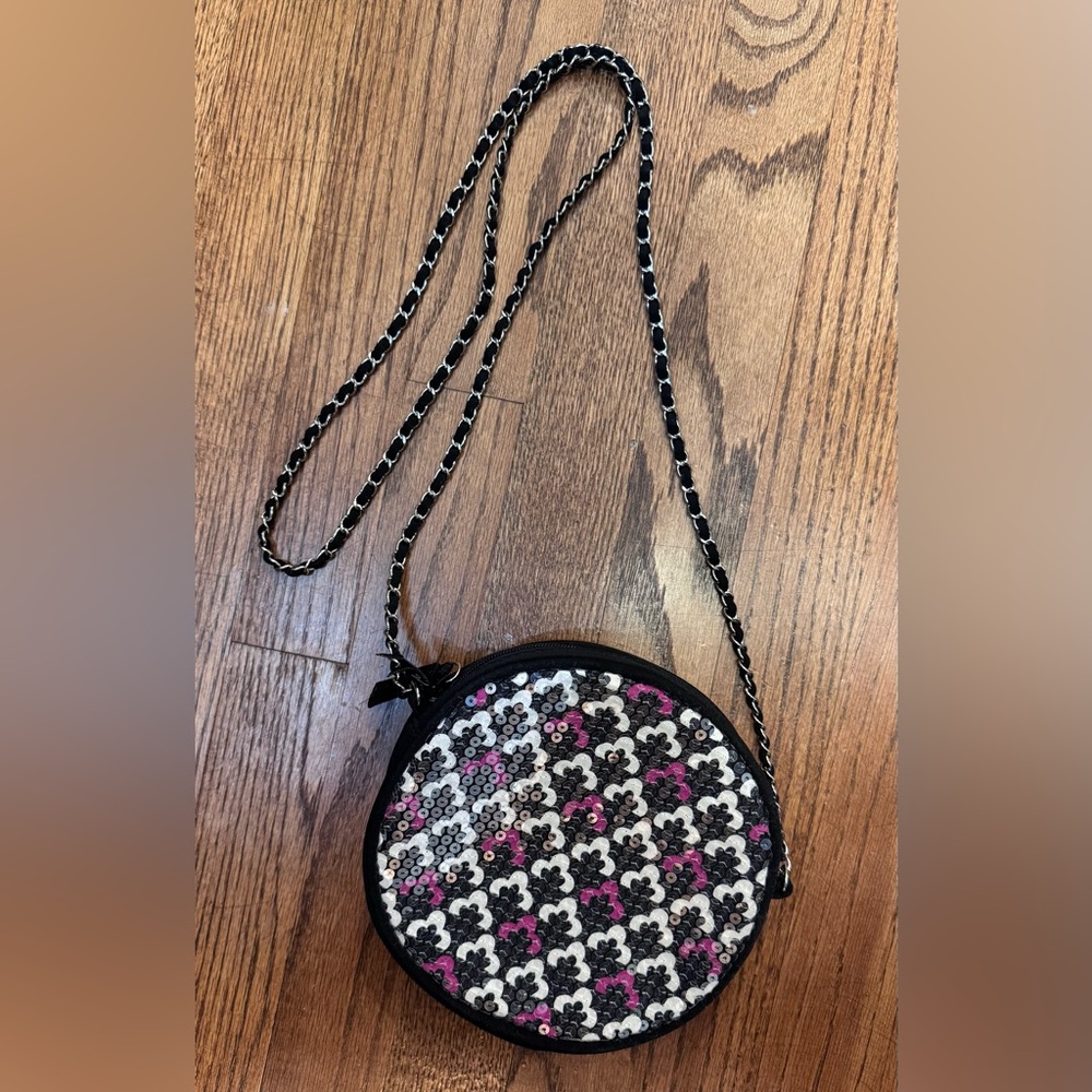 Vera Bradley Black and Pink Patterned Crossbody Bag